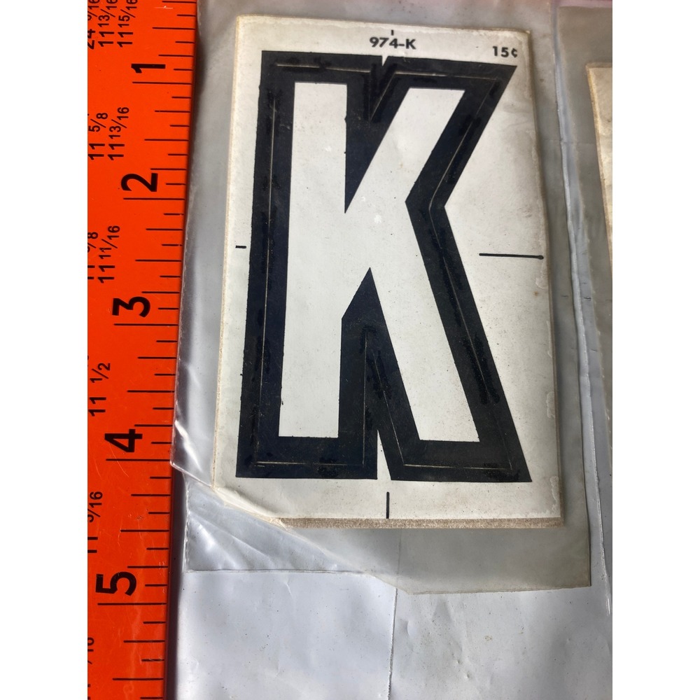 Vintage Meyercord Kwik-Space‎ Letter K Black Self Stick NOS 974-K